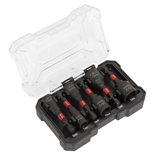 Sealey Premier Nut Driver Set 6 Piece 1/4" Hex Chrome Vanadium