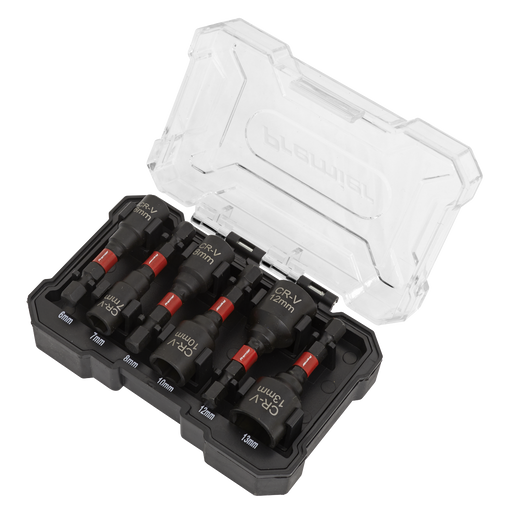 Sealey Premier Nut Driver Set 6 Piece 1/4" Hex Chrome Vanadium