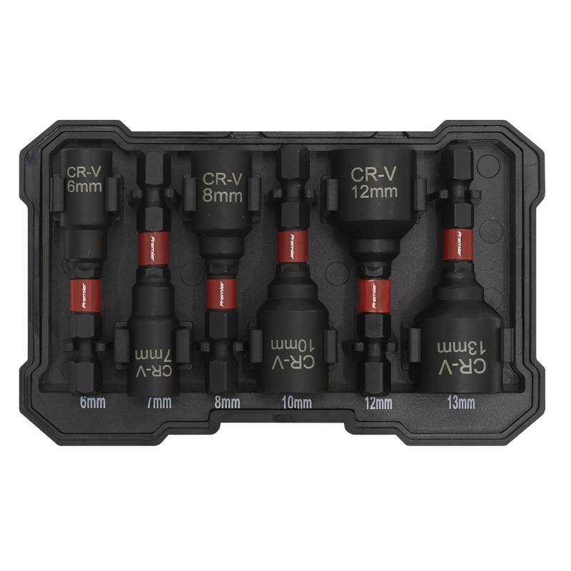 Sealey Premier Nut Driver Set 6 Piece 1/4" Hex Chrome Vanadium