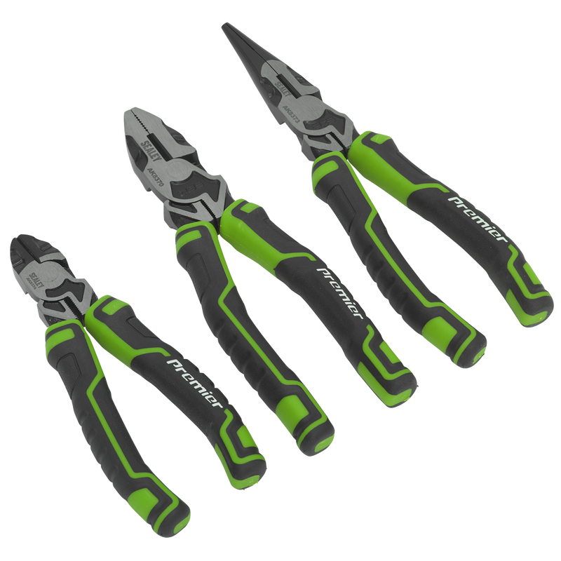 Sealey Premier High Leverage Pliers Set 3 Piece - 200mm Long Nose & More