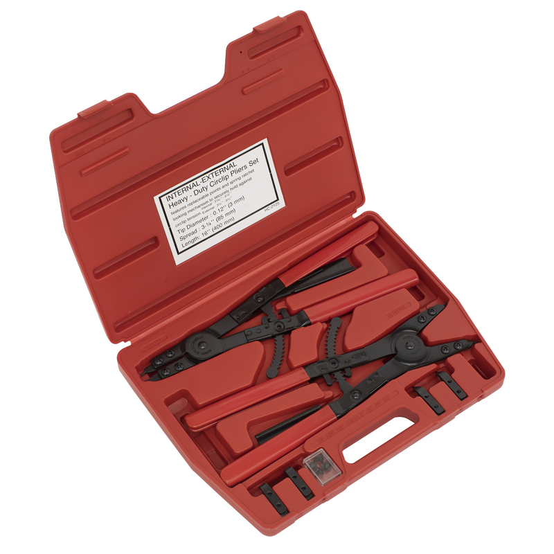 Sealey Premier Heavy-Duty Circlip Pliers Set 265mm Max Spread 50mm