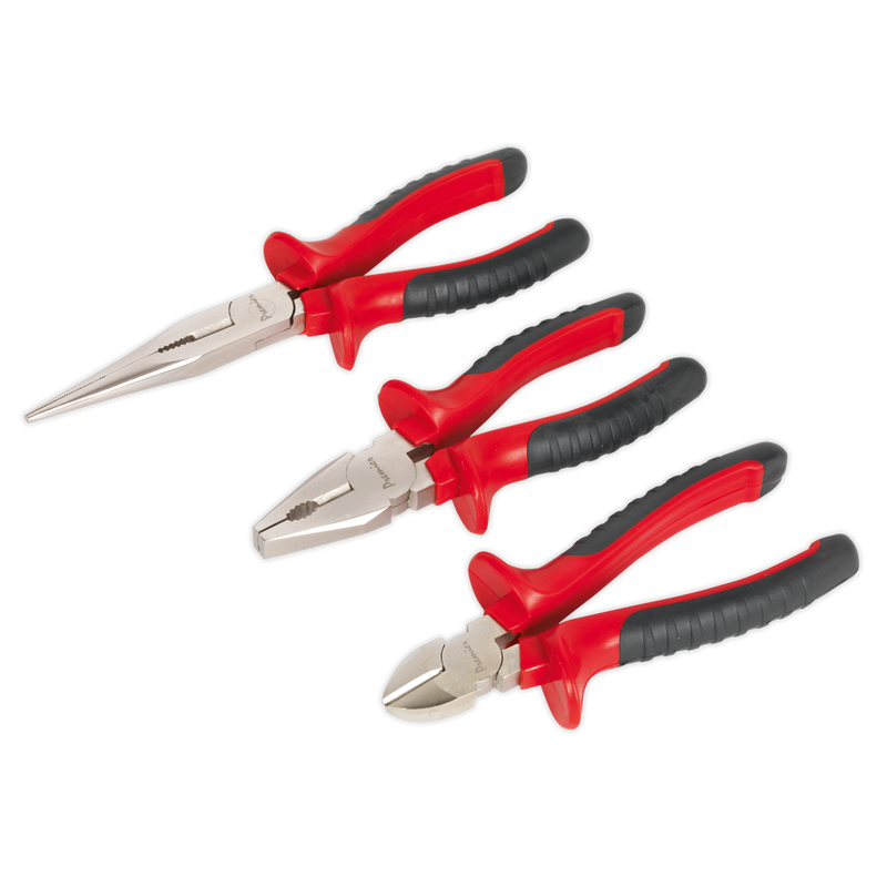 Sealey Premier Pliers Set 3 Piece - Long Nose, Combination & Side Cutters