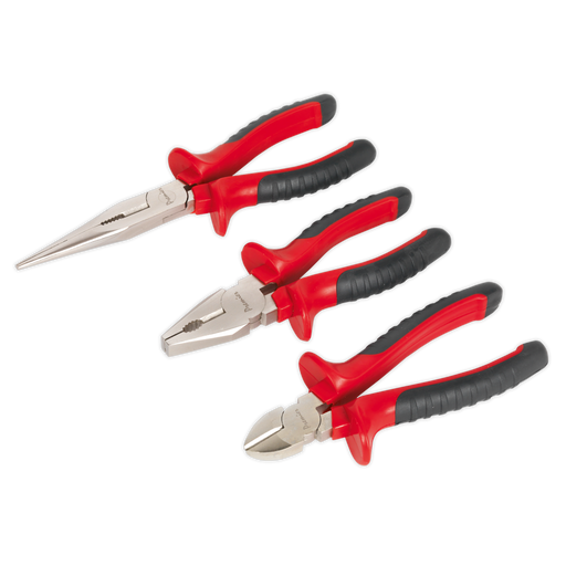 Sealey Premier Pliers Set 3 Piece - Long Nose, Combination & Side Cutters