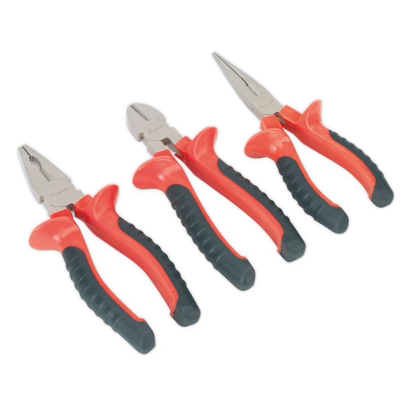 Sealey Premier Pliers Set 3 Piece - Long Nose, Combination & Side Cutters