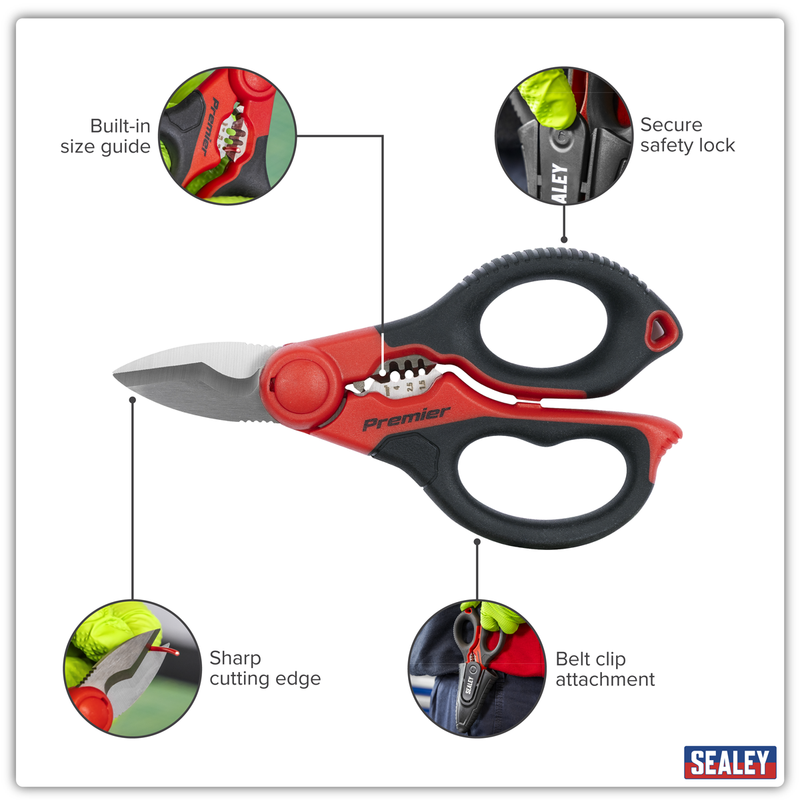 Sealey Premier Electrician's Shears 160mm Heavy-Duty AK8528