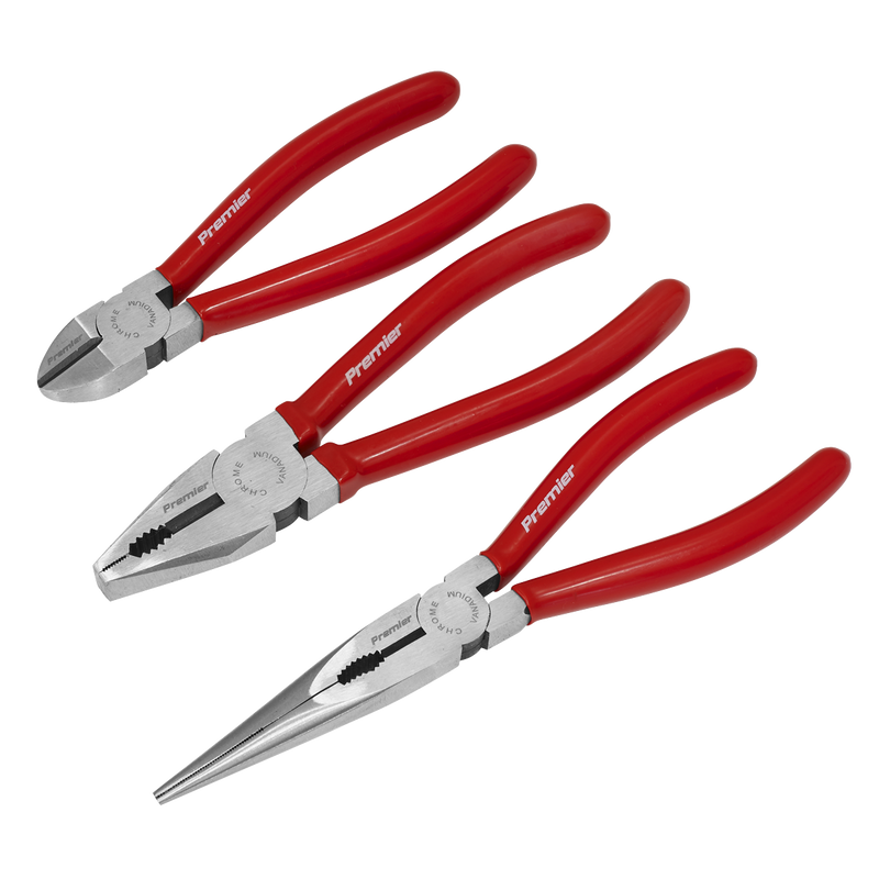 Sealey Premier Pliers Set 3 Piece - Combination, Long Nose & Side Cutters