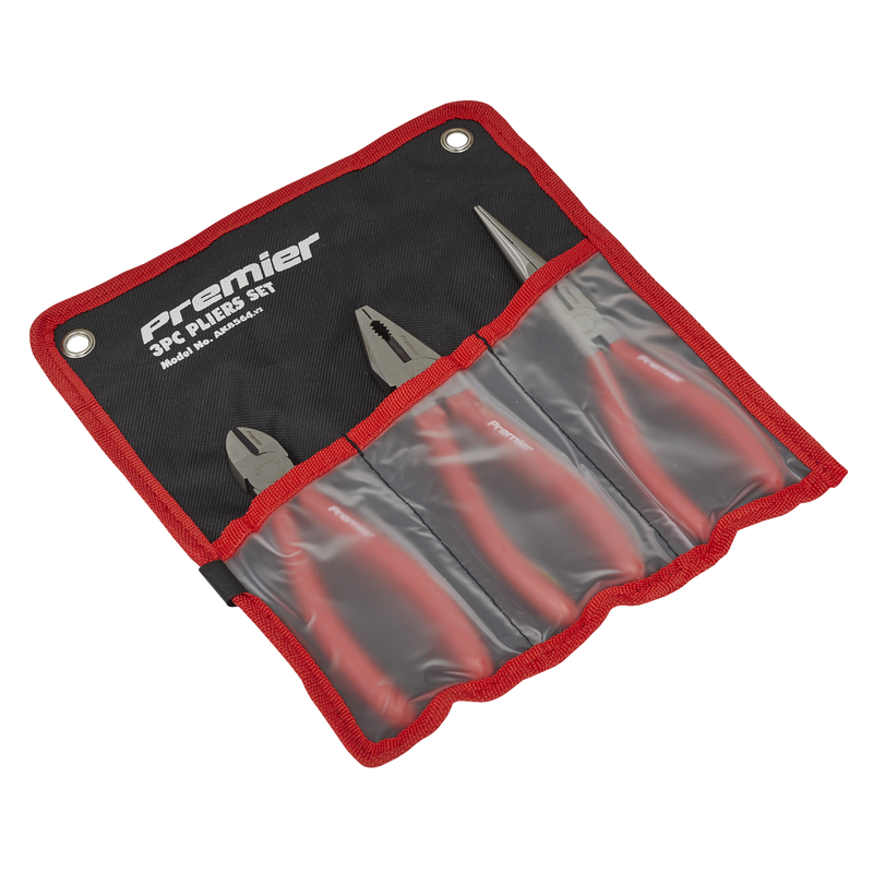 Sealey Premier Pliers Set 3 Piece - Combination, Long Nose & Side Cutters