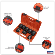 Sealey Premier Impact Socket Set 1"Sq Drive 8 Piece - Chrome Molybdenum