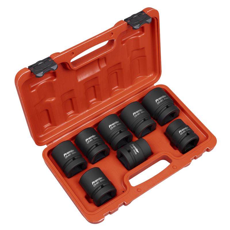 Sealey Premier Impact Socket Set 1"Sq Drive 8 Piece - Chrome Molybdenum