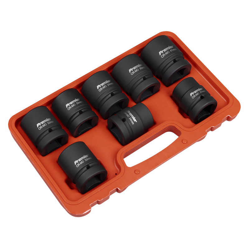 Sealey Premier Impact Socket Set 1"Sq Drive 8 Piece - Chrome Molybdenum