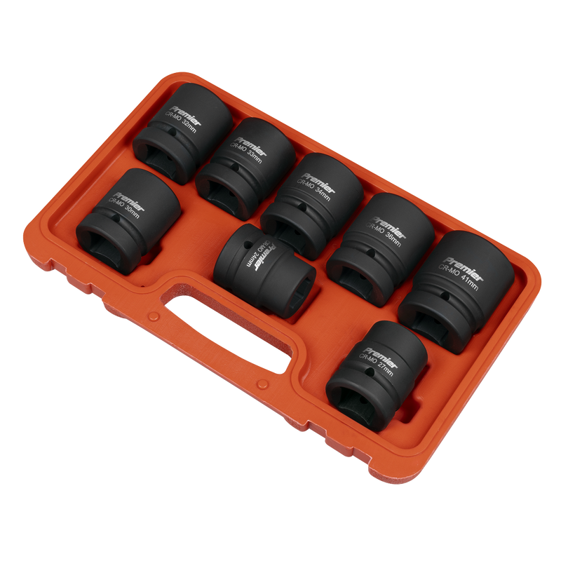 Sealey Premier Impact Socket Set 1"Sq Drive 8 Piece - Chrome Molybdenum