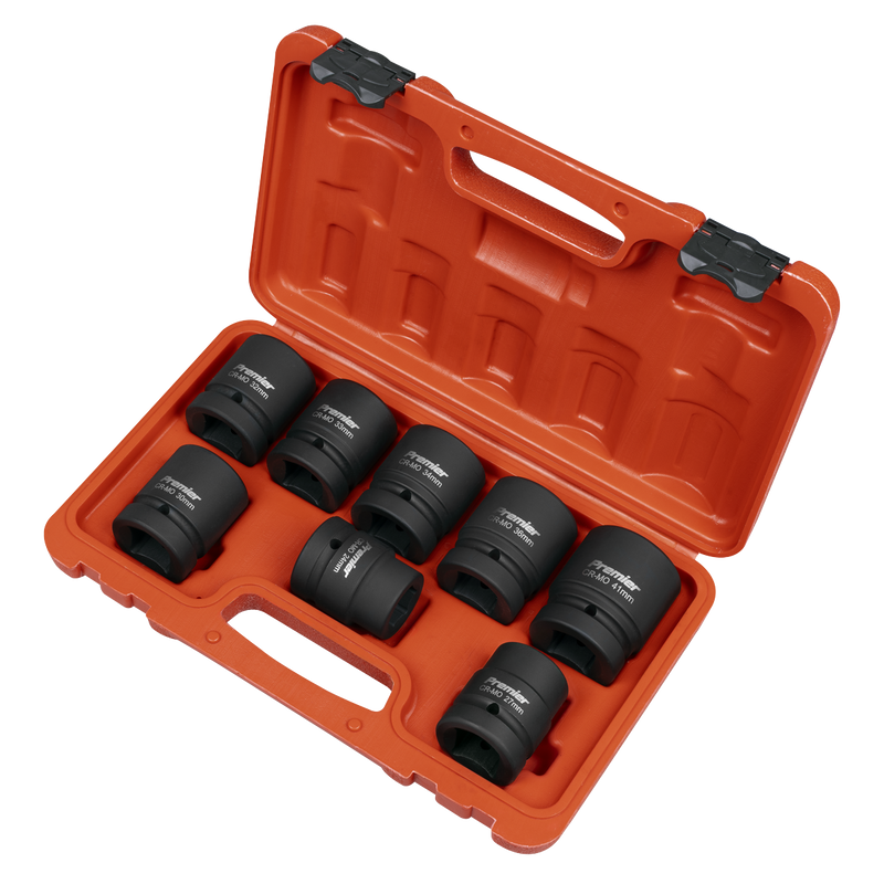 Sealey Premier Impact Socket Set 1"Sq Drive 8 Piece - Chrome Molybdenum