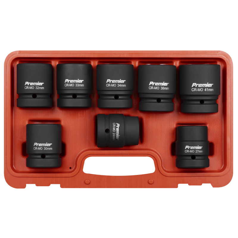 Sealey Premier Impact Socket Set 1"Sq Drive 8 Piece - Chrome Molybdenum