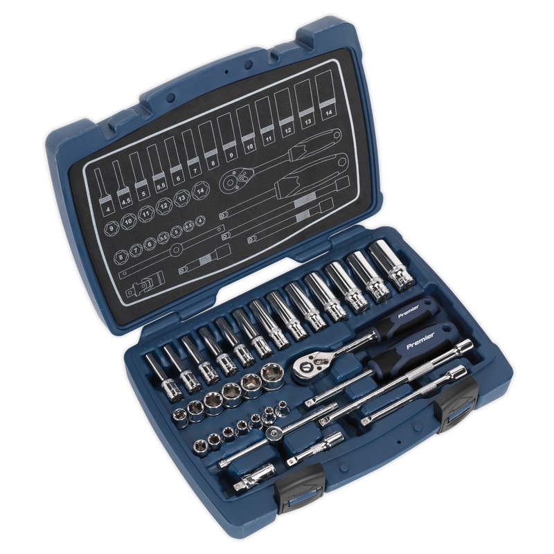 Sealey Premier Socket Set 1/4"Sq Drive 33 Piece AK8990