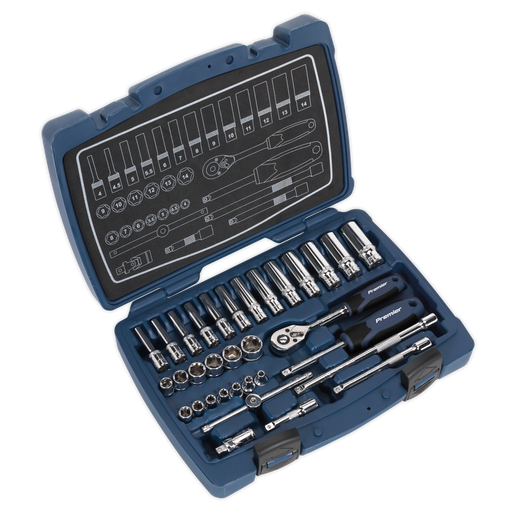 Sealey Premier Socket Set 1/4"Sq Drive 33 Piece AK8990