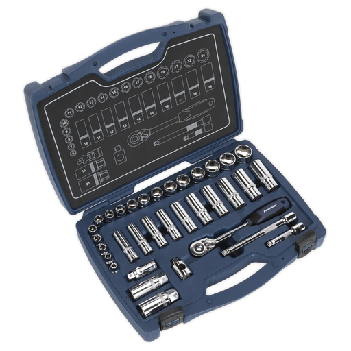 Sealey Premier Socket Set 3/8"Sq Drive 34 Piece