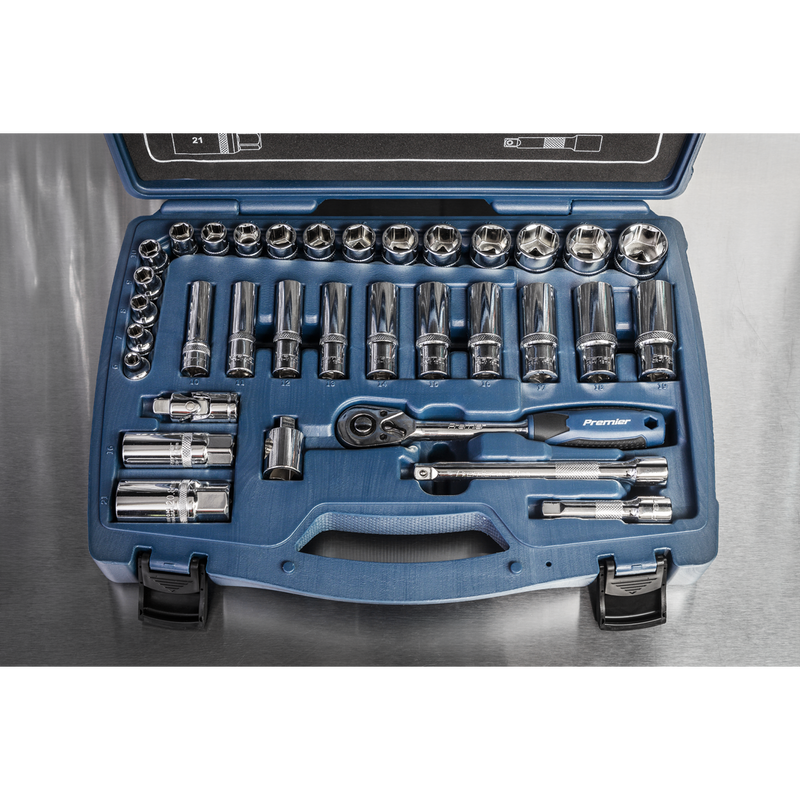Sealey Premier Socket Set 3/8"Sq Drive 34 Piece