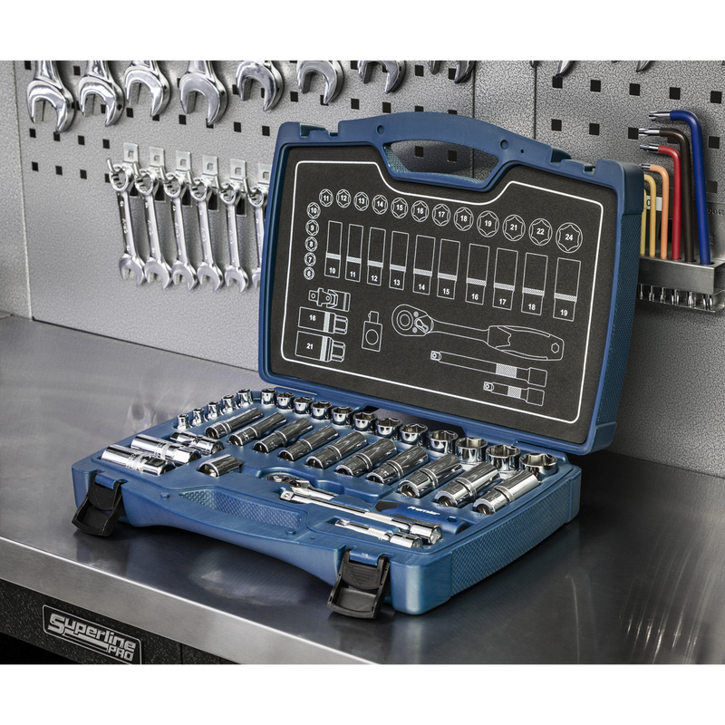 Sealey Premier Socket Set 3/8"Sq Drive 34 Piece