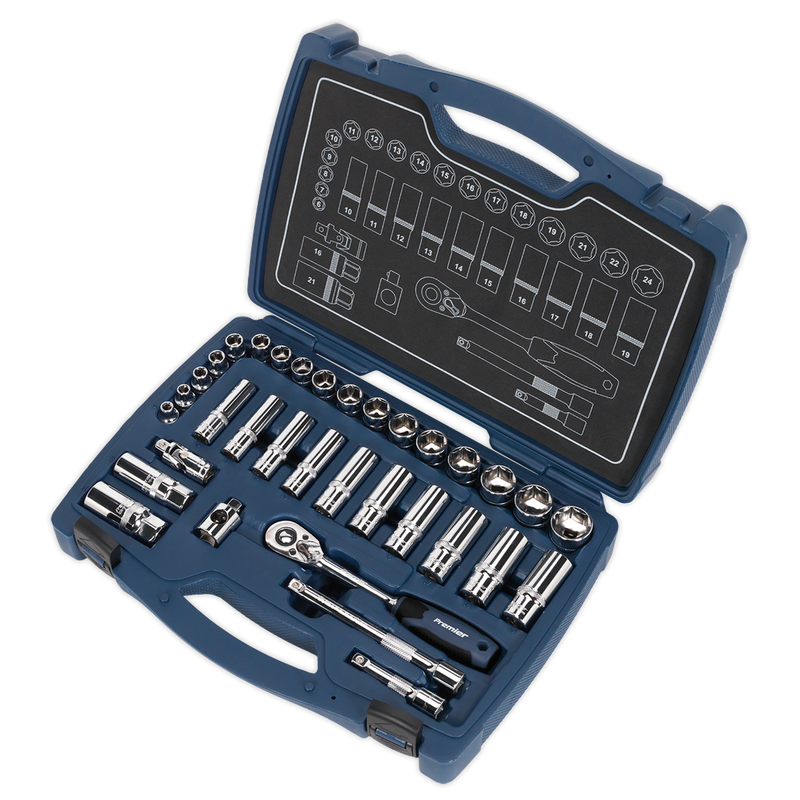 Sealey Premier Socket Set 3/8"Sq Drive 34 Piece