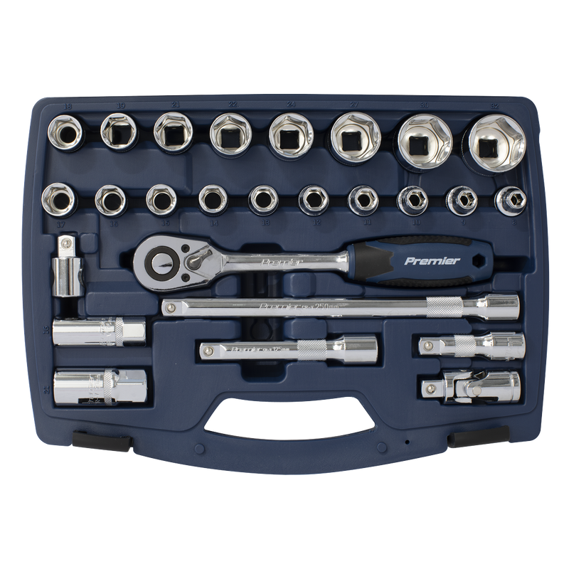 Sealey Premier Socket Set 1/2" Sq Drive 26 Piece with Ratchet Wrench