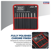 Sealey Premier Roll Pin Punch Set 9 Piece Imperial 1/8-1/2"