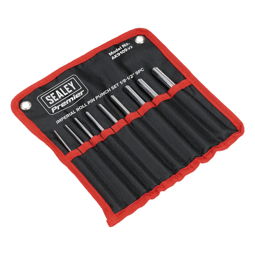 Sealey Premier Roll Pin Punch Set 9 Piece Imperial 1/8-1/2"