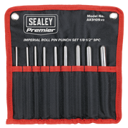 Sealey Premier Roll Pin Punch Set 9 Piece Imperial 1/8-1/2"