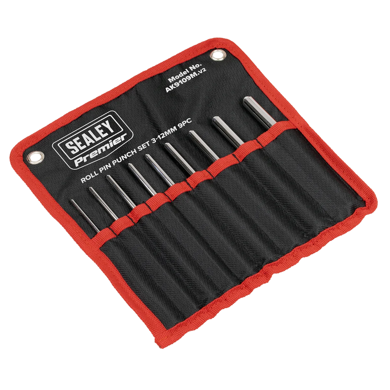 Sealey Premier Roll Pin Punch Set 3-12mm 9 Piece AK9109M