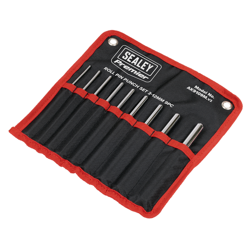 Sealey Premier Roll Pin Punch Set 3-12mm 9 Piece AK9109M