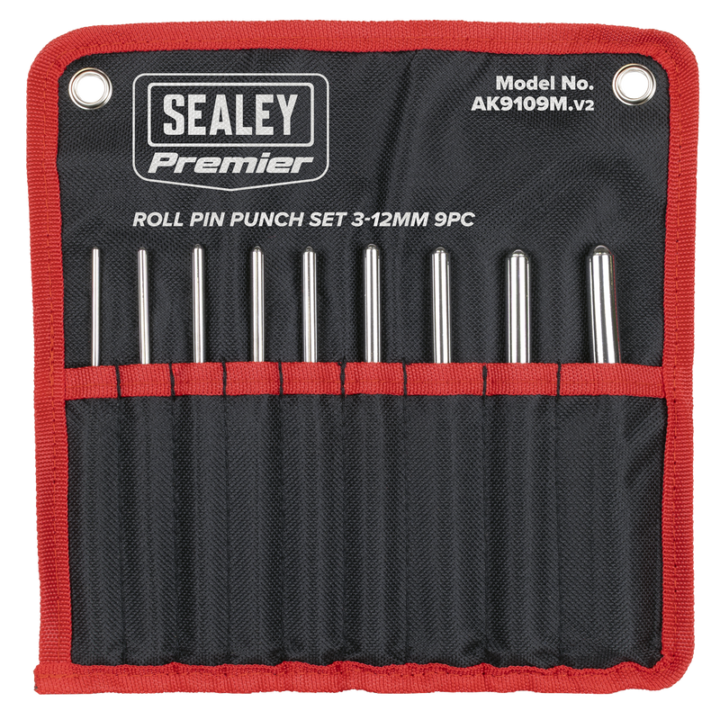 Sealey Premier Roll Pin Punch Set 3-12mm 9 Piece AK9109M