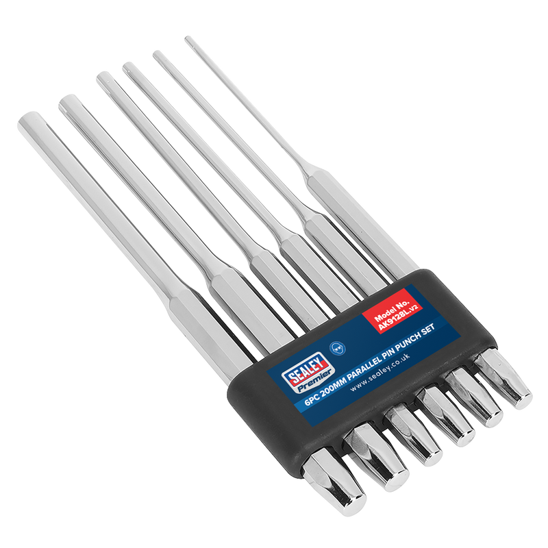 Sealey Premier Long Parallel Pin Punch Set 6 Piece 200mm