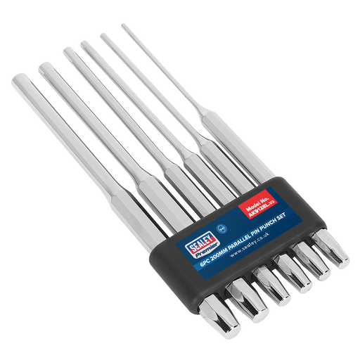 Sealey Premier Long Parallel Pin Punch Set 6 Piece 200mm