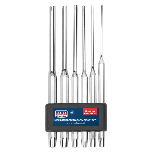 Sealey Premier Long Parallel Pin Punch Set 6 Piece 200mm
