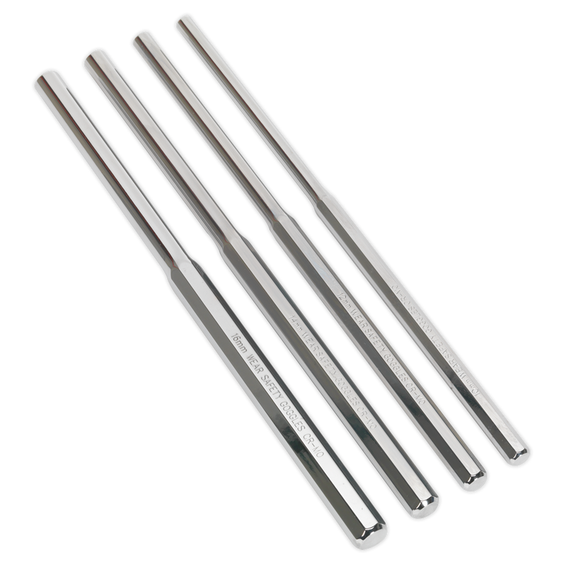 Sealey Premier Extra-Long Parallel Pin Punch Set 4 Piece Ø10-Ø16mm 350mm