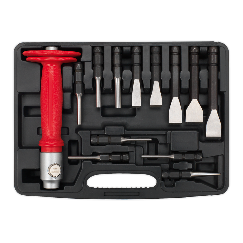 Sealey Premier Punch & Chisel Set 13 Piece AK9215 with Hammer-Thru Grip