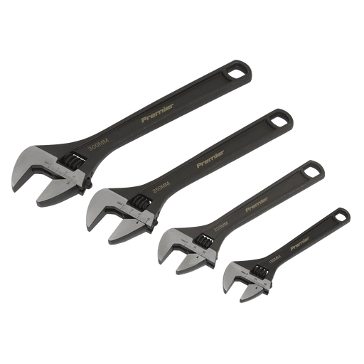 Sealey Premier Adjustable Wrench Set 4 Piece - Jaw Capacity 19-34mm
