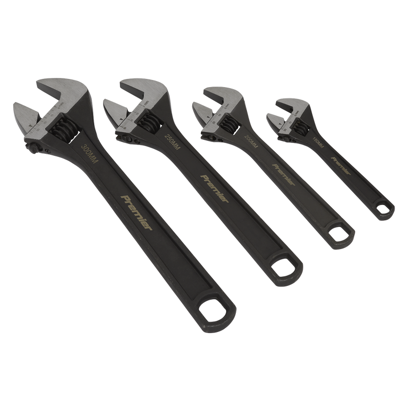 Sealey Premier Adjustable Wrench Set 4 Piece - Jaw Capacity 19-34mm