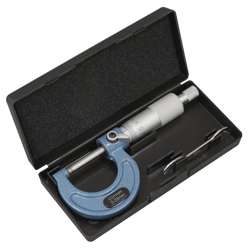 Sealey External Micrometer 0-25mm Accuracy ±0.01mm