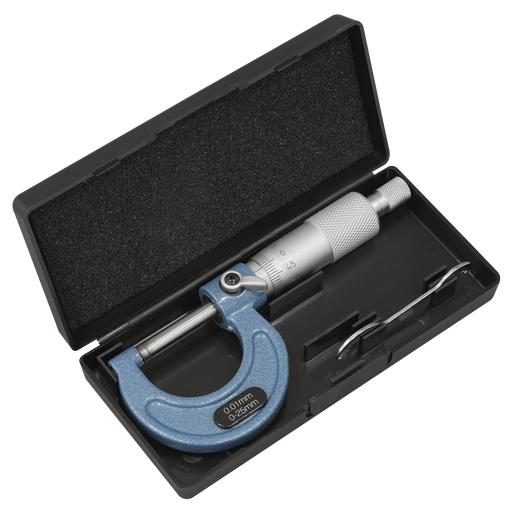 Sealey External Micrometer 0-25mm Accuracy ±0.01mm