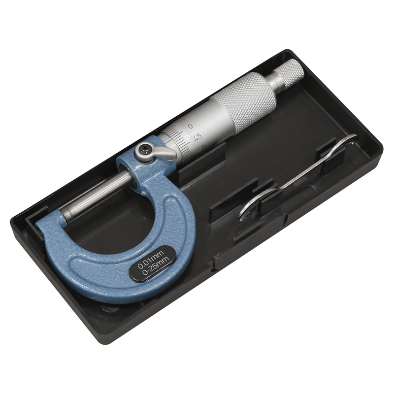 Sealey External Micrometer 0-25mm Accuracy ±0.01mm