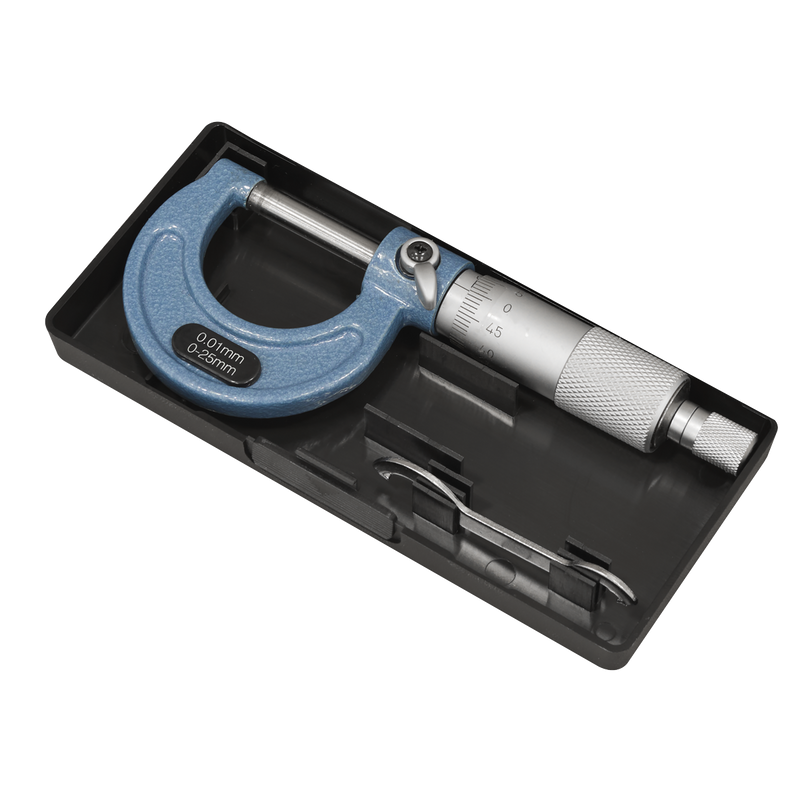 Sealey External Micrometer 0-25mm Accuracy ±0.01mm