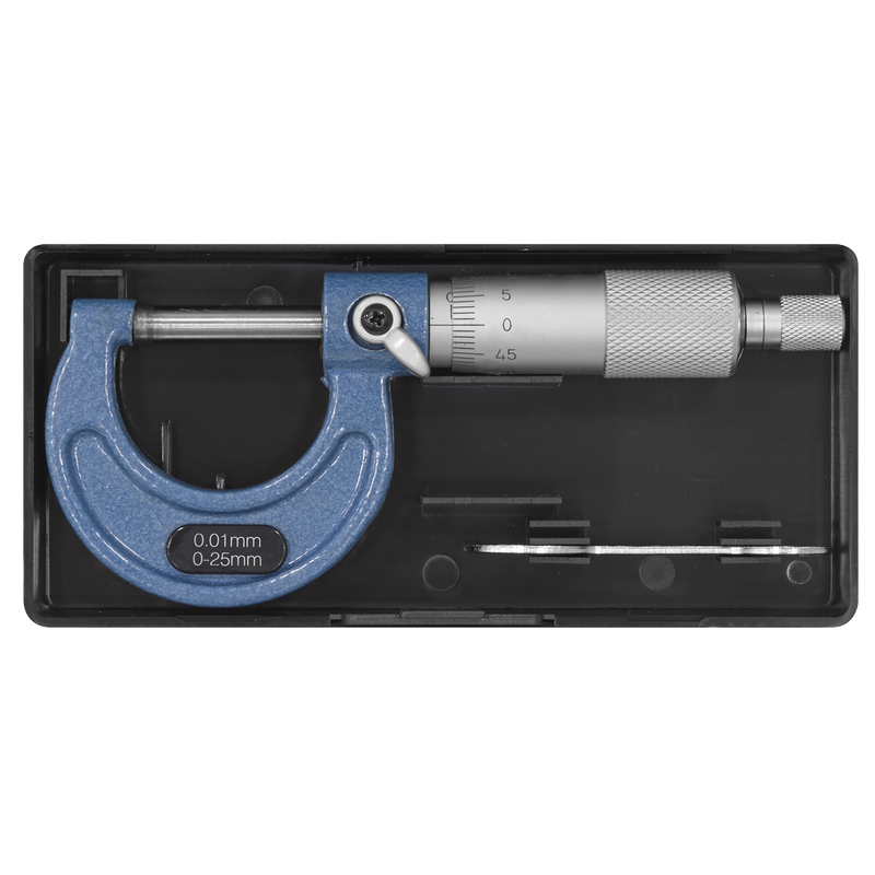 Sealey External Micrometer 0-25mm Accuracy ±0.01mm