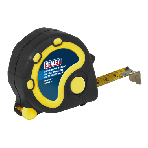 Sealey Tape Measure 5m (16ft) x 19mm Rubber Case AK989