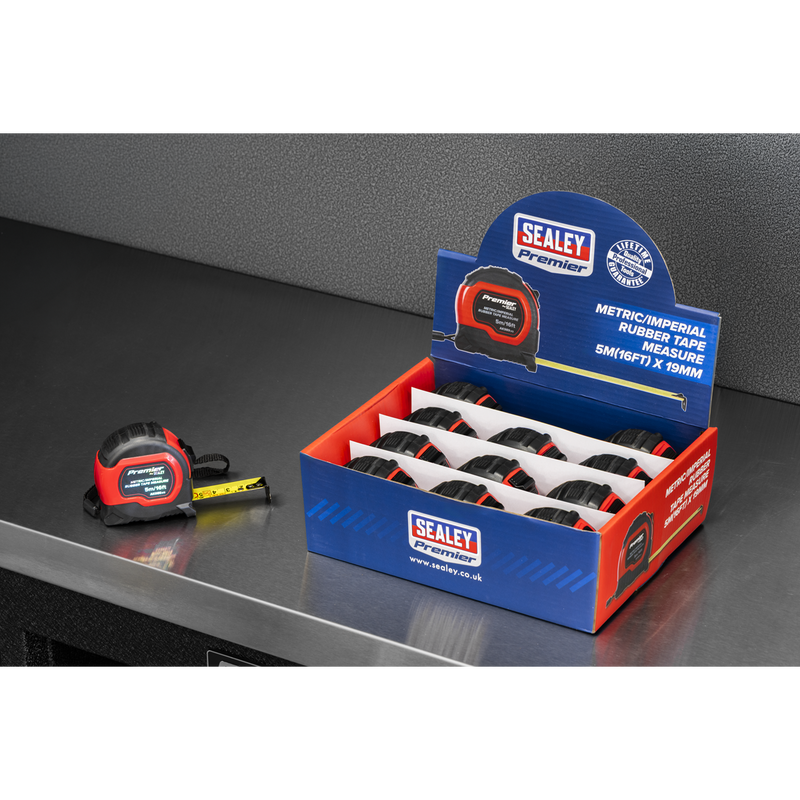 Sealey Premier Tape Measure 5m x 19mm - Display Box of 12