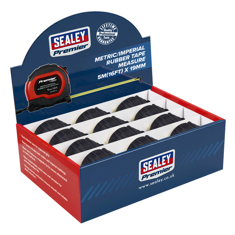 Sealey Premier Tape Measure 5m x 19mm - Display Box of 12