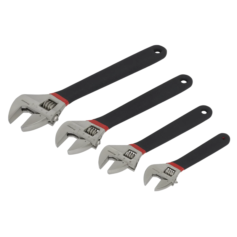 Sealey Premier Adjustable Wrench Set 4 Piece 150-300mm Jaw Capacity 20-34mm