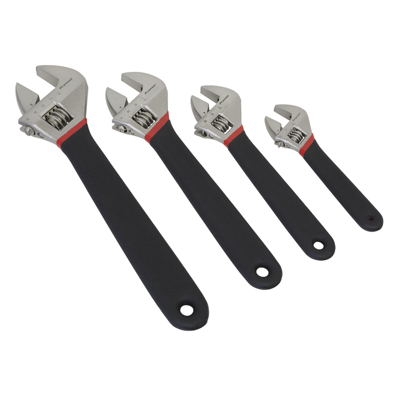 Sealey Premier Adjustable Wrench Set 4 Piece 150-300mm Jaw Capacity 20-34mm
