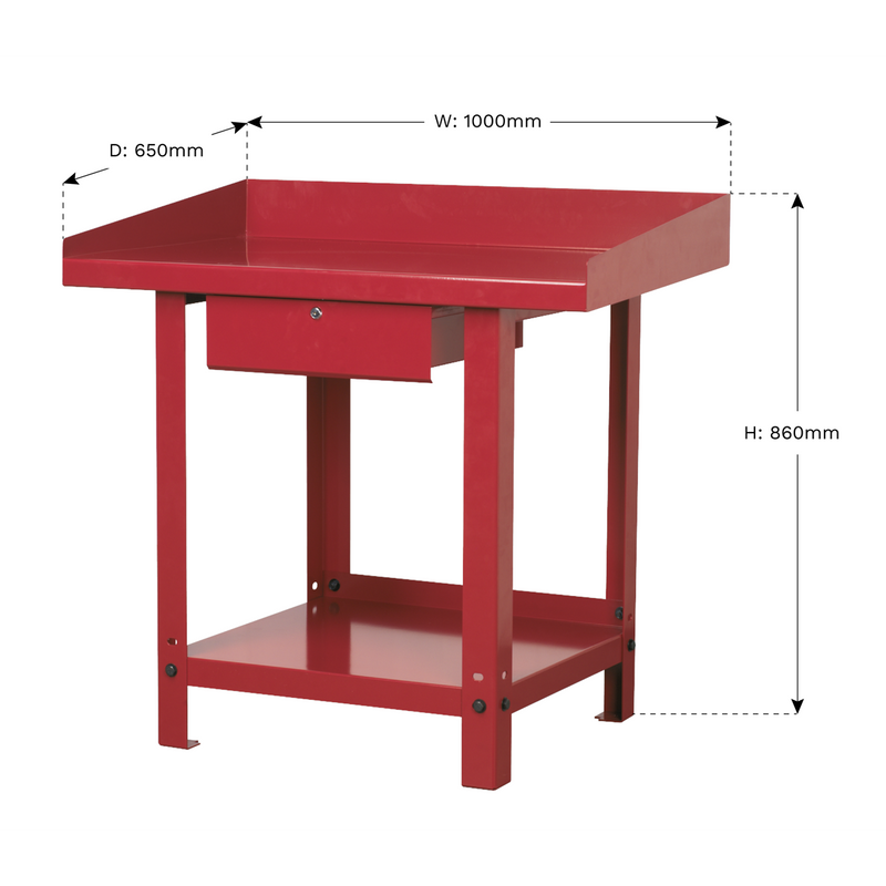 Sealey Steel Workbench AP1010 1m with Drawer 600kg Capacity