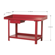 Sealey Steel Workbench AP1015 1.5m with Drawer & 1000kg Capacity