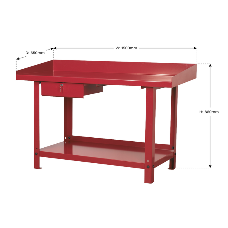 Sealey Steel Workbench AP1015 1.5m with Drawer & 1000kg Capacity